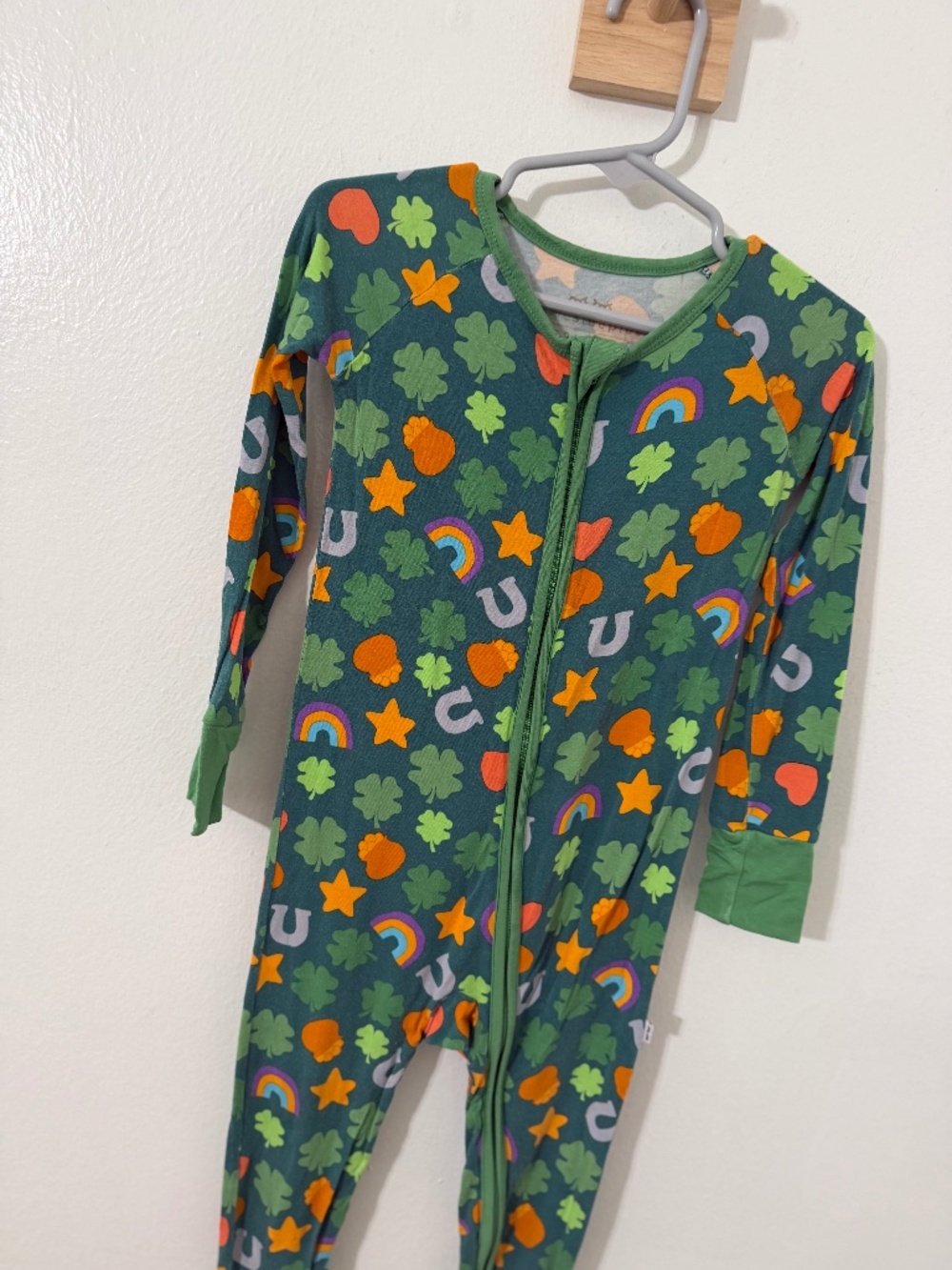 Little Sleepies Lucky St. Patrick’s Day Footie Shamrocks Rainbows 18-24 Months